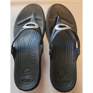 Crocs Block Dual Comfort Heeled Sandals Silver Ring black size 7